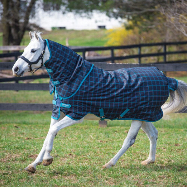 Horseware Amigo Pony Plus Lite 50g Black Check Teal/Silver