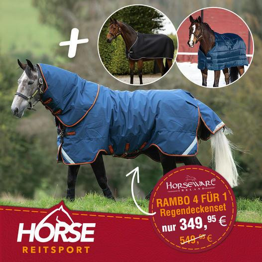 Horseware Rambo Tech Duo Bundle 50g + 100g + Airmax Liner - Denim/Orange